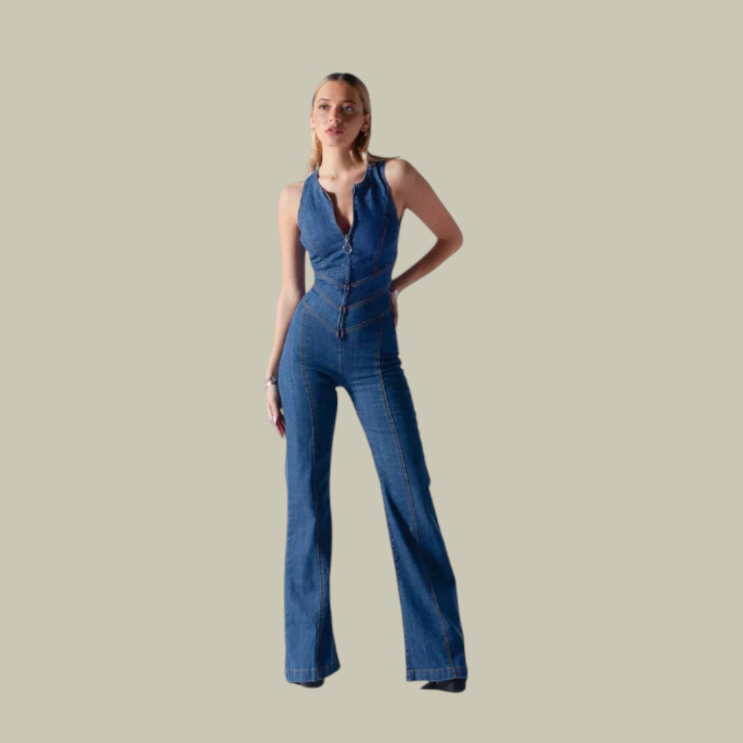 Womens Denim Jumpsuit Cut Out Stylish