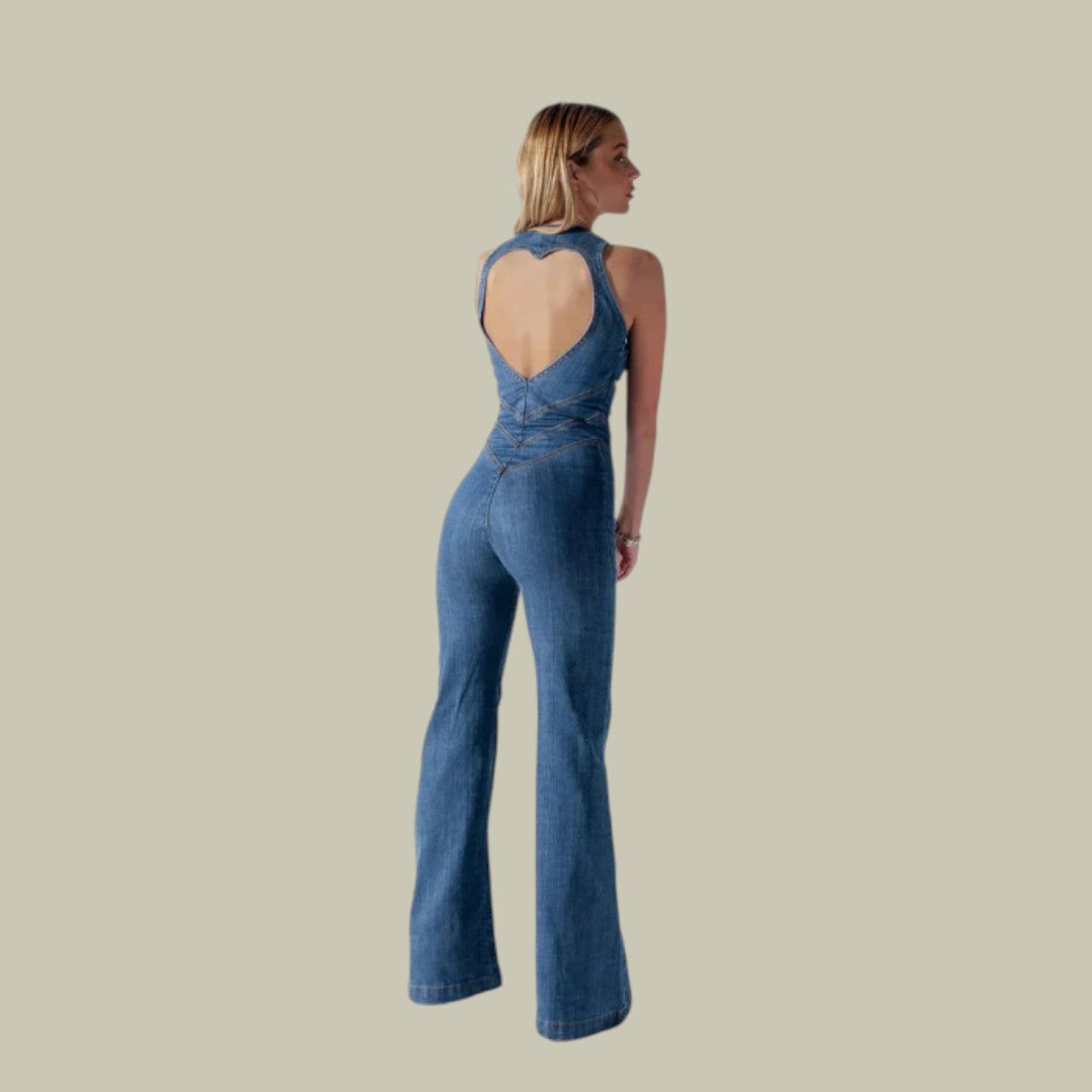 Womens Denim Jumpsuit Cut Out Stylish