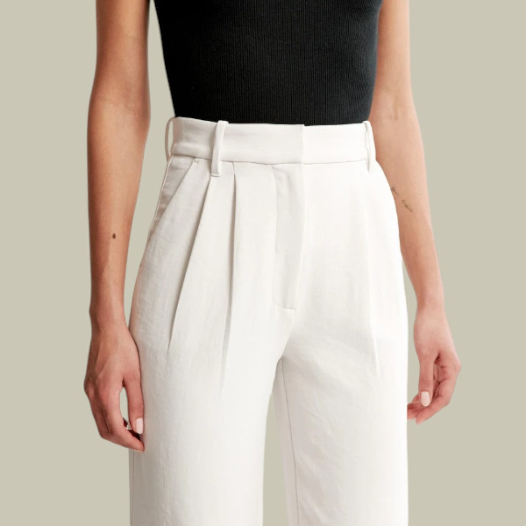 Womens Chic Trousers Wide Leg White