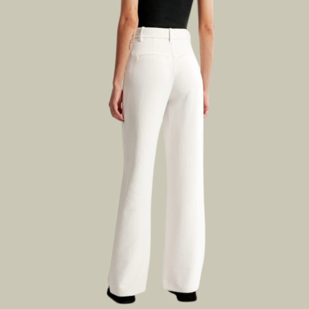 Womens Chic Trousers Wide Leg White