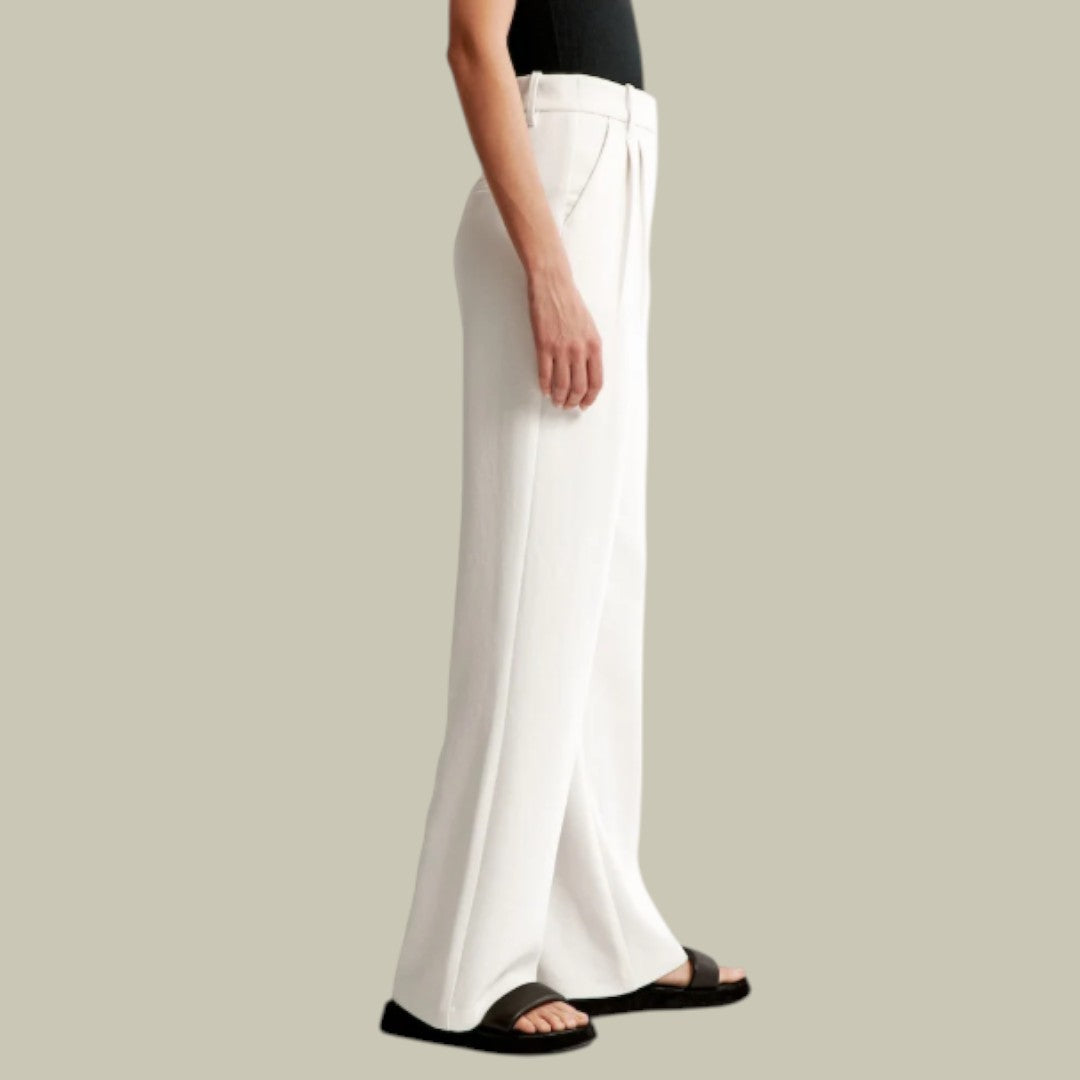 Womens Chic Trousers Wide Leg White