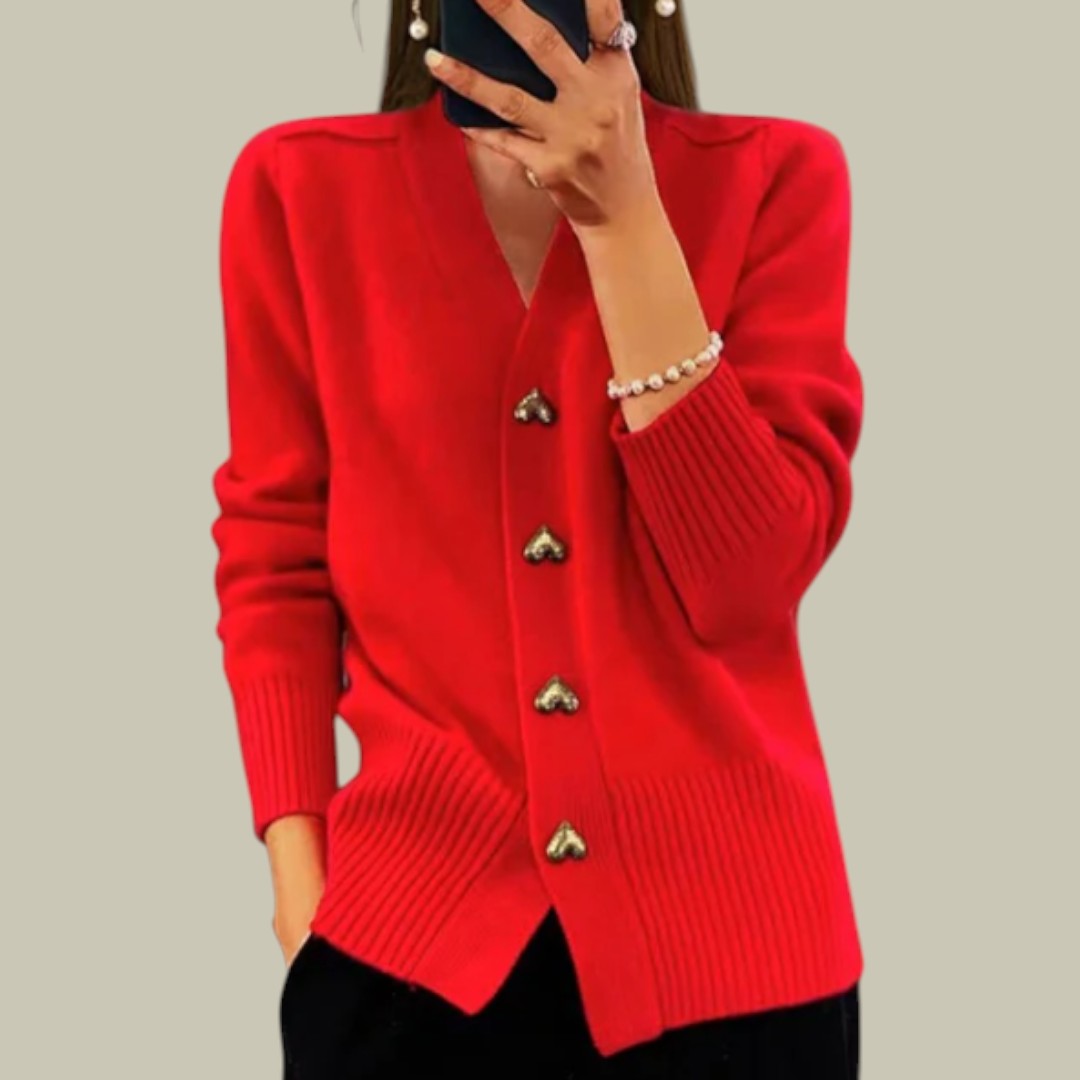 Womens Cardigan Knit Heart Cozy