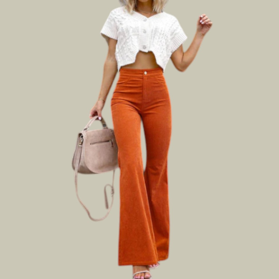 Womens Trousers High Waisted Flared
