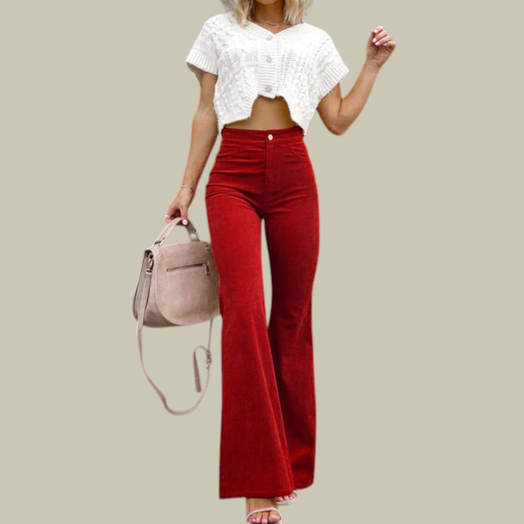 Womens Trousers High Waisted Flared