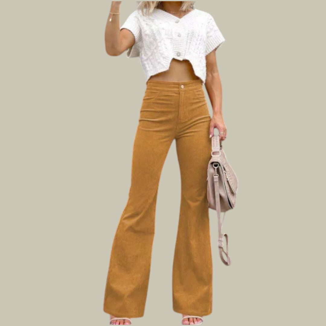 Womens Trousers High Waisted Flared