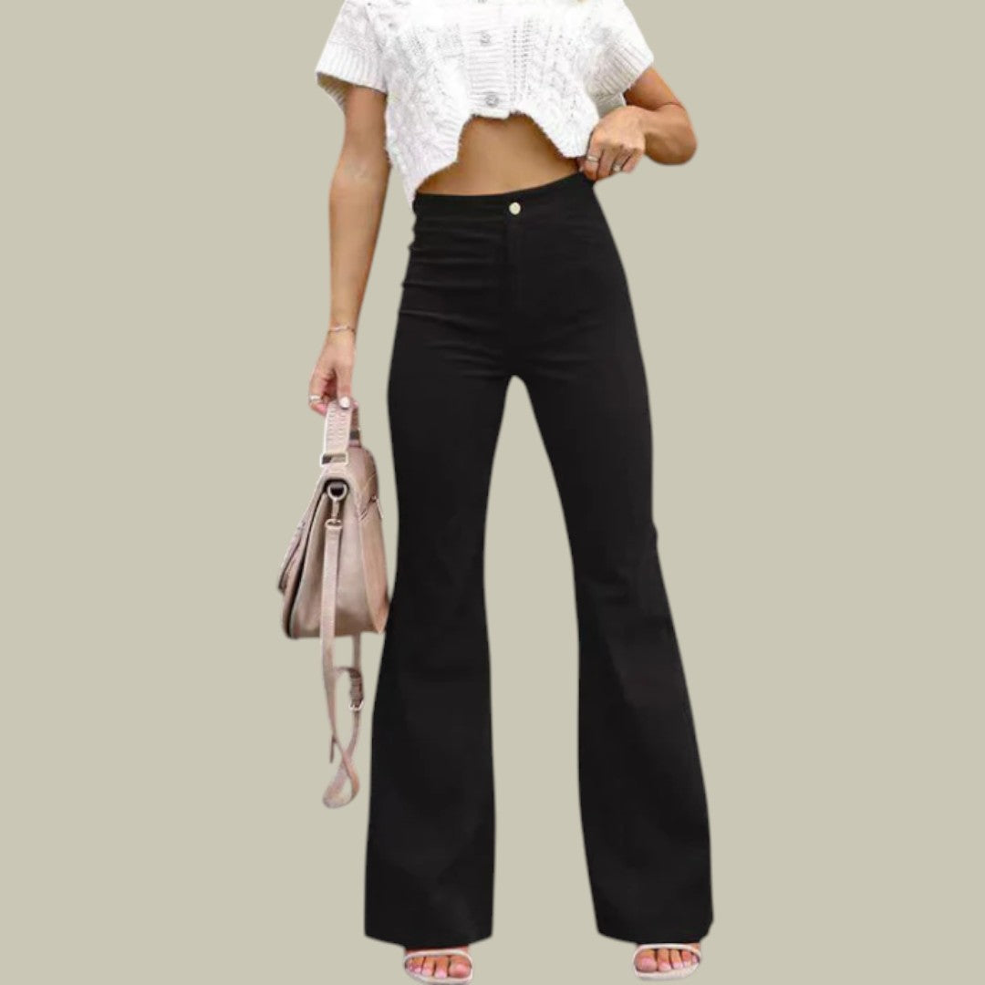 Womens Trousers High Waisted Flared