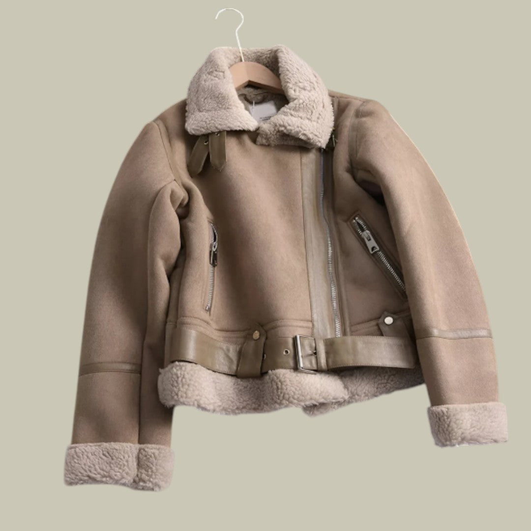 Womens Bomber Jacket Warm Autumn Biker