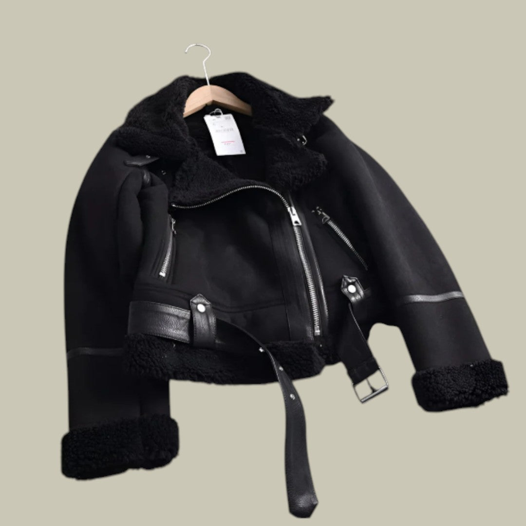 Womens Bomber Jacket Warm Autumn Biker