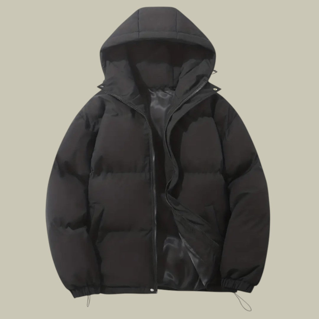 Mens Jacket Padded Warm Hooded Autumn