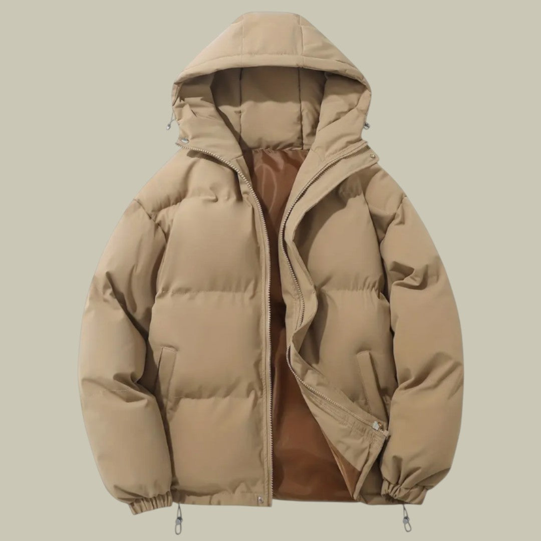 Mens Jacket Padded Warm Hooded Autumn