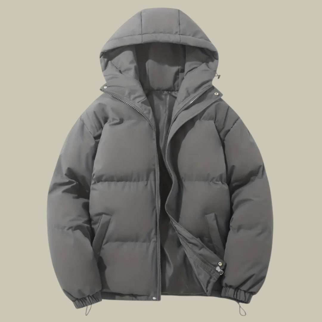 Mens Jacket Padded Warm Hooded Autumn