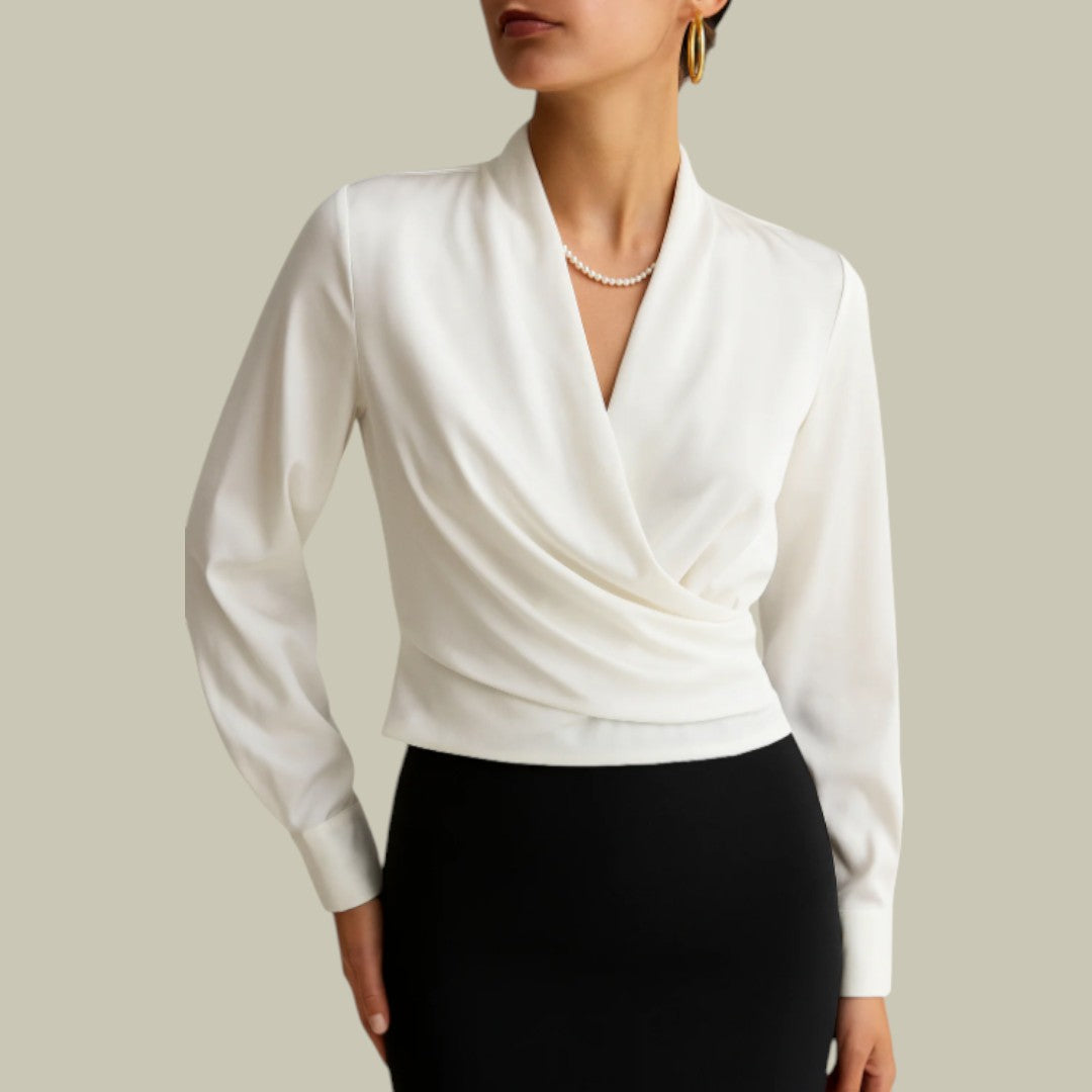Womens Blouse Satin V-Neck