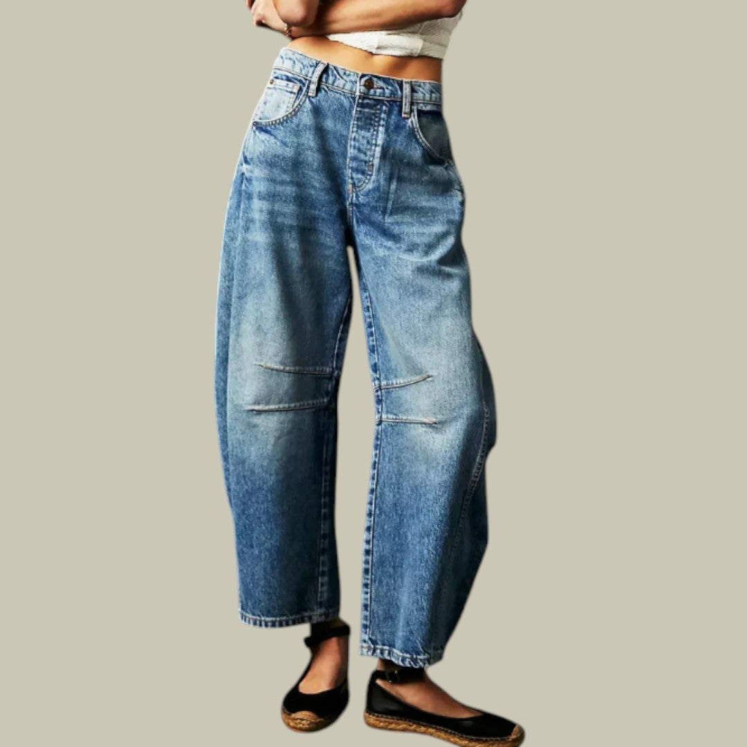 Womens Jeans Denim Leopard Wide