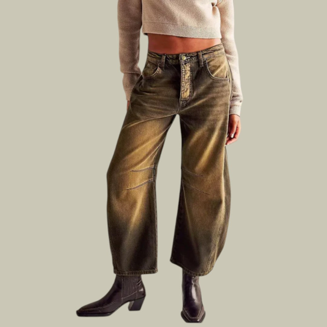 Womens Jeans Denim Leopard Wide