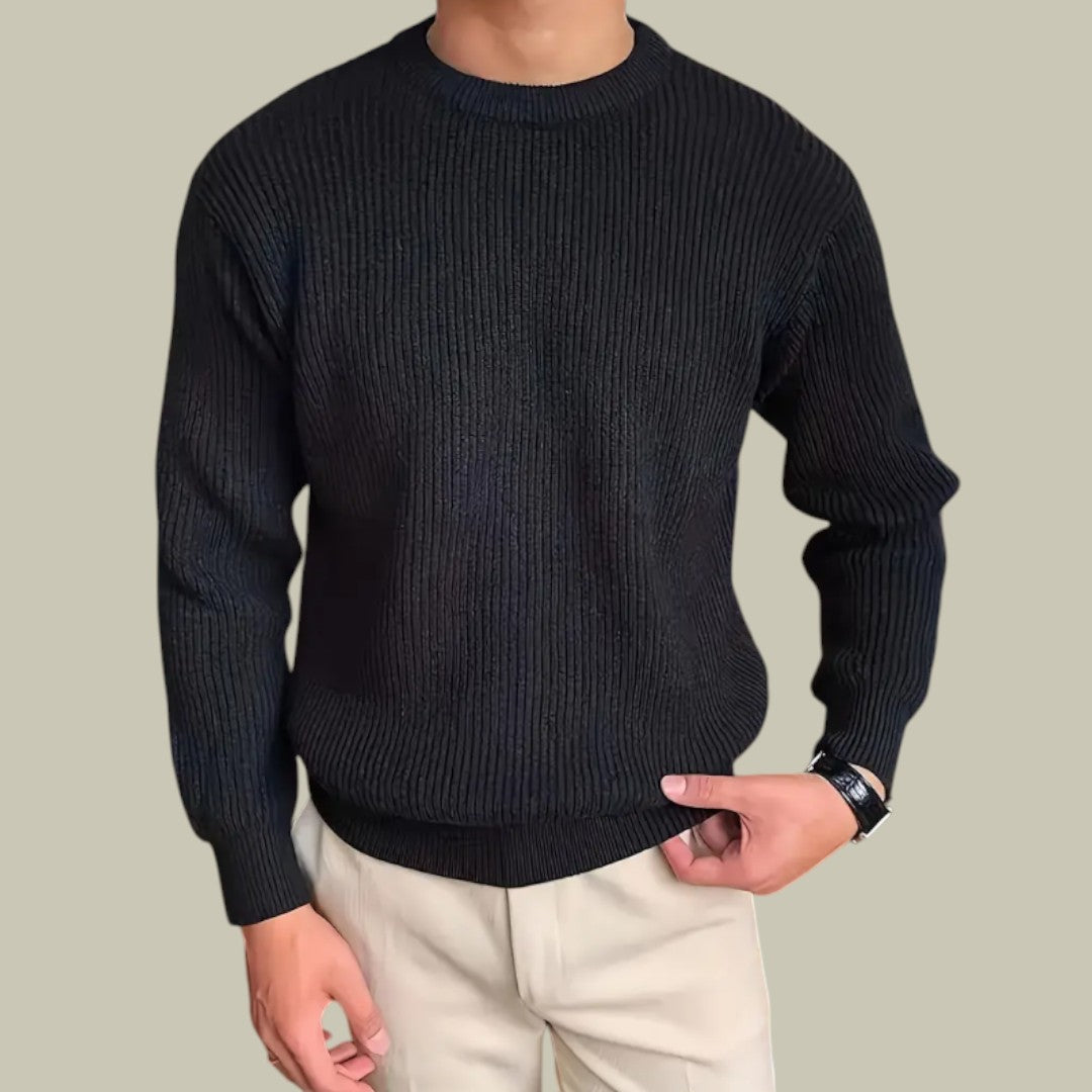 Mens Sweater Ribbed Warm Autumn