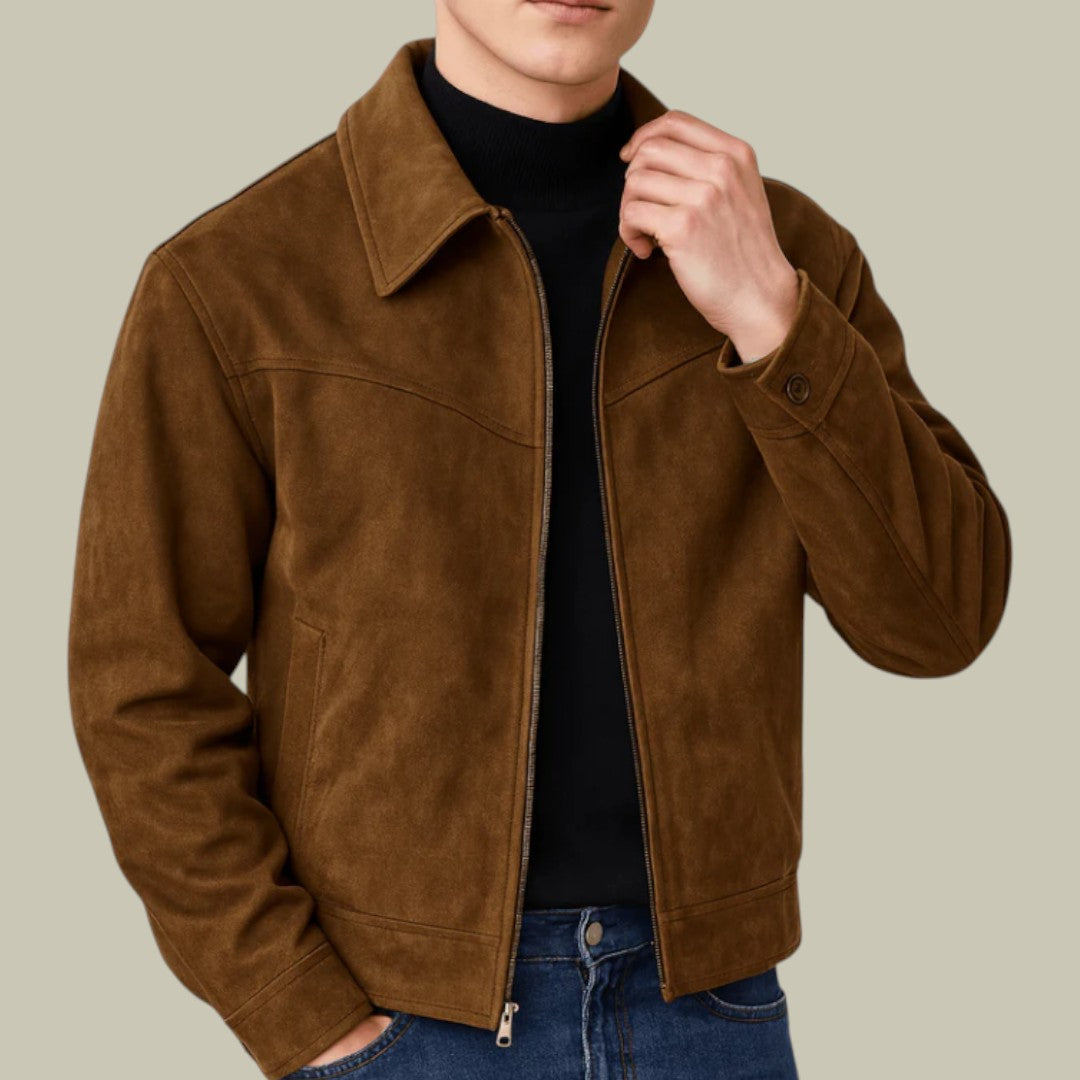 Mens Suede Bomber Jacket