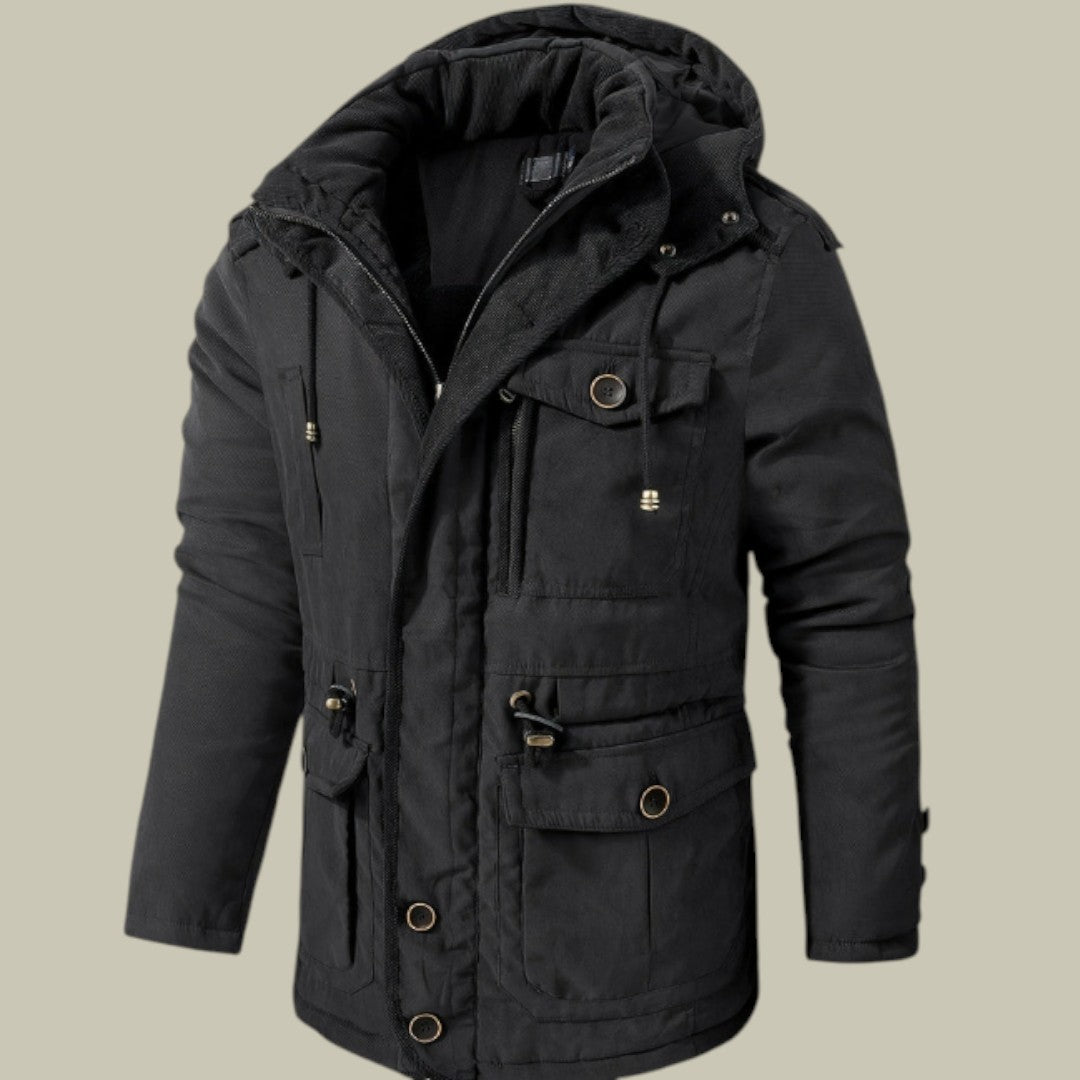 Mens Jacket Warm Hooded Autumn