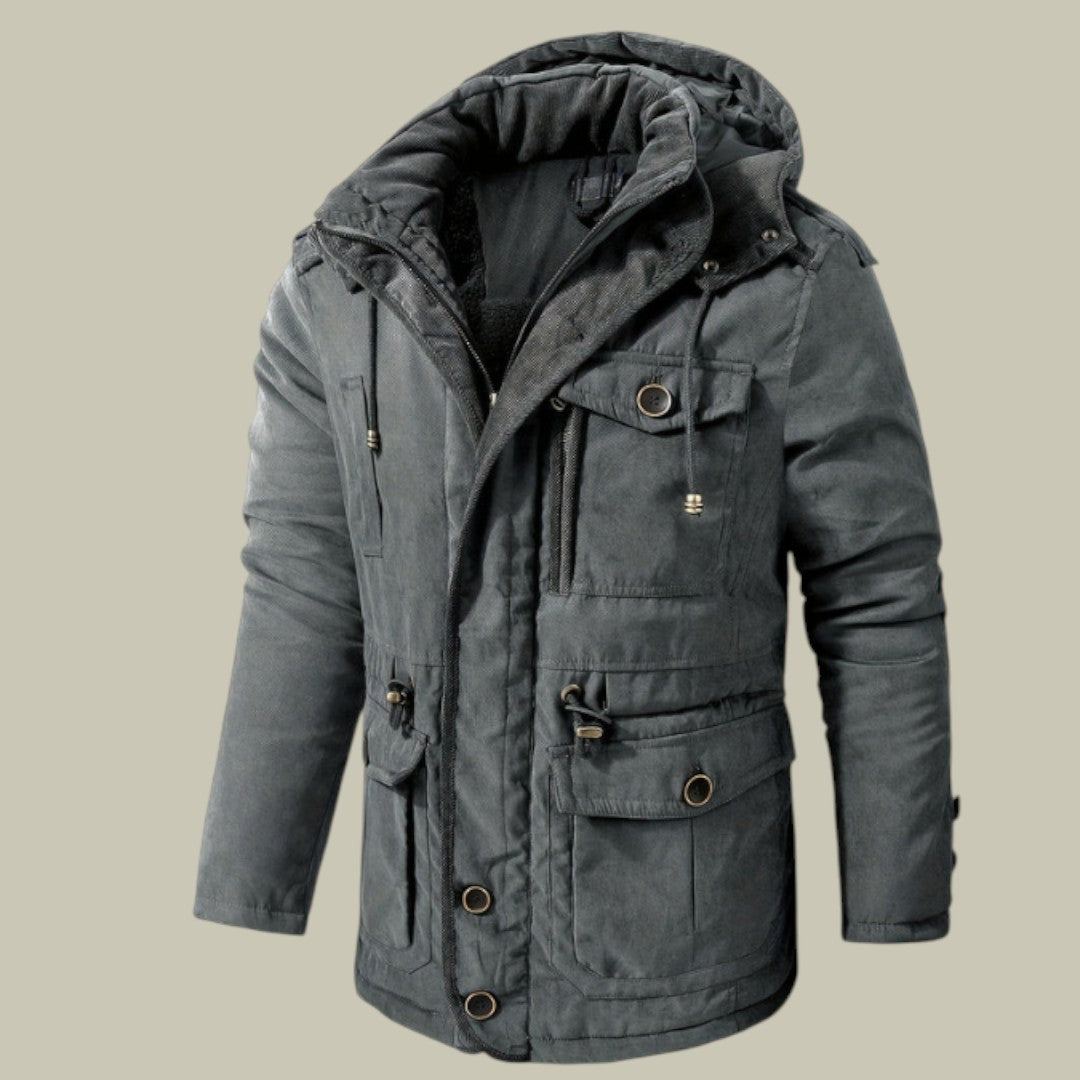 Mens Jacket Warm Hooded Autumn