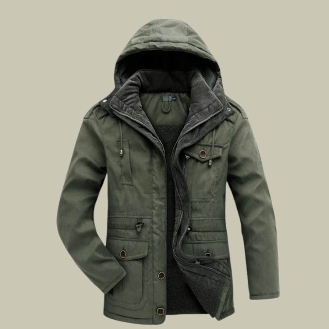 Mens Jacket Warm Hooded Autumn