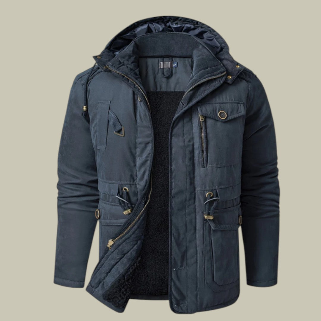 Mens Jacket Warm Hooded Autumn
