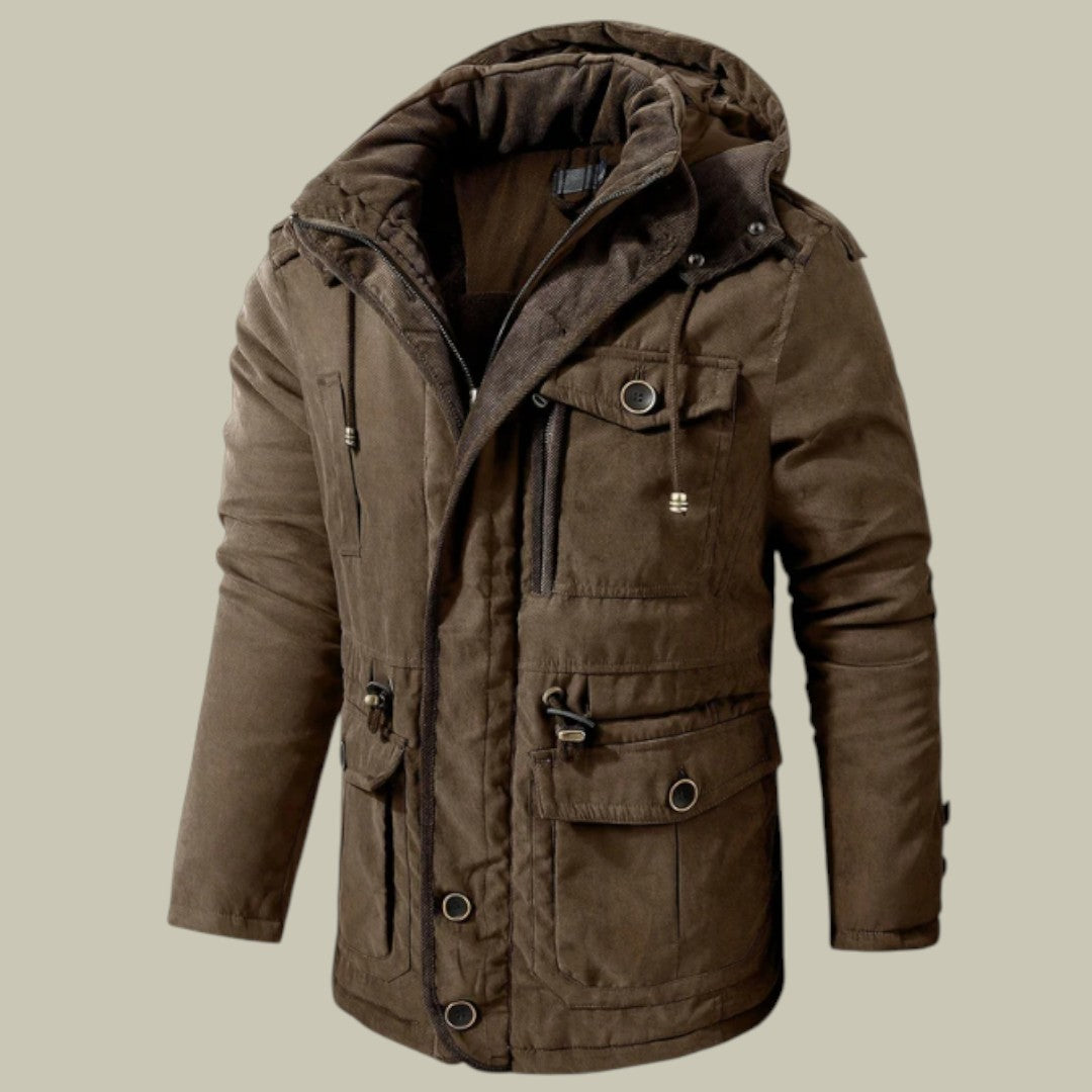 Mens Jacket Warm Hooded Autumn