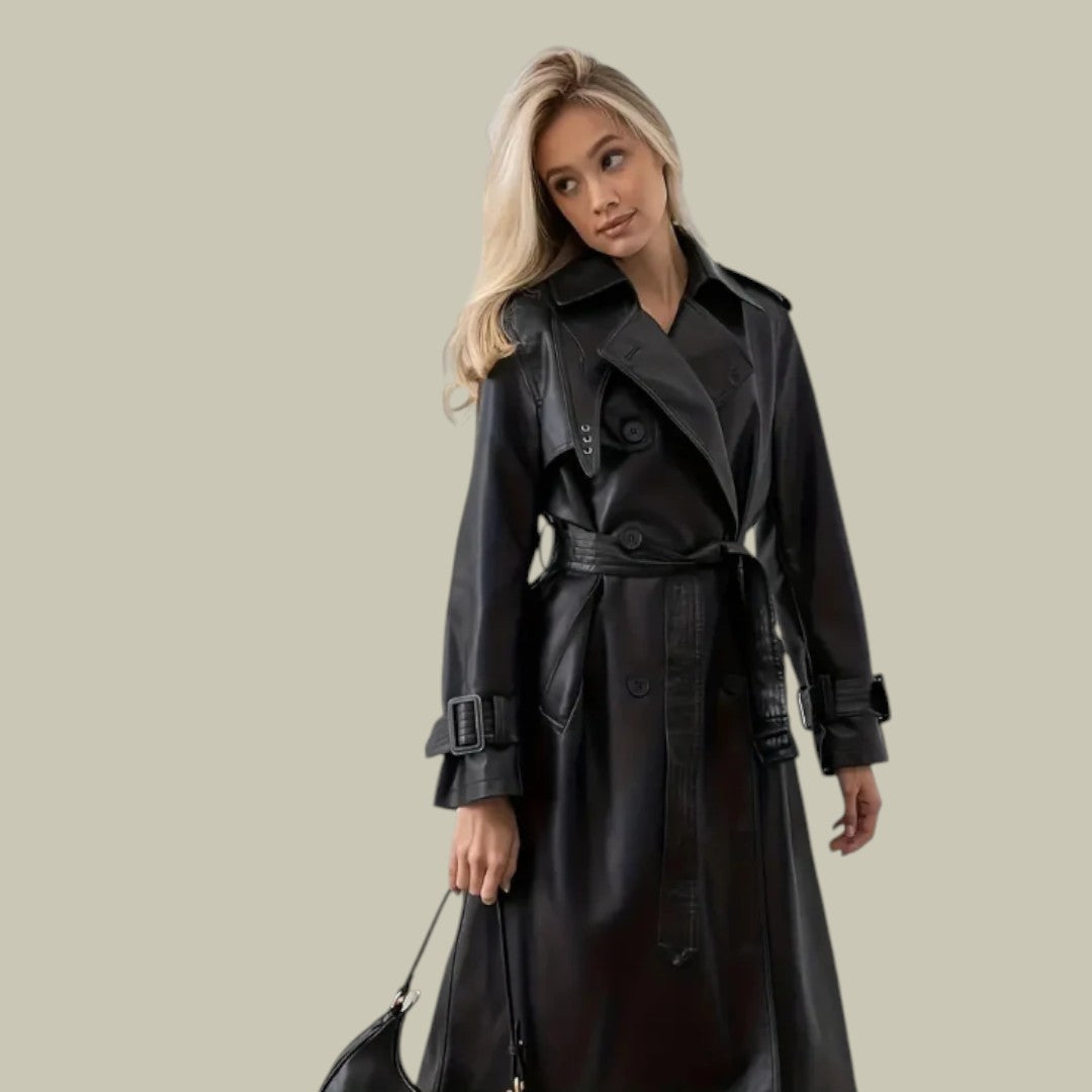 Womens Long Leather Coat