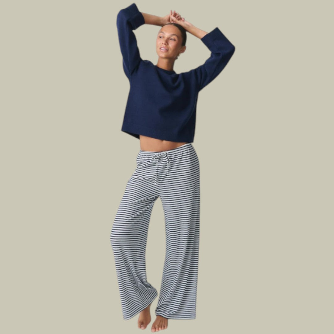 Womens Pants Striped Loose Fit