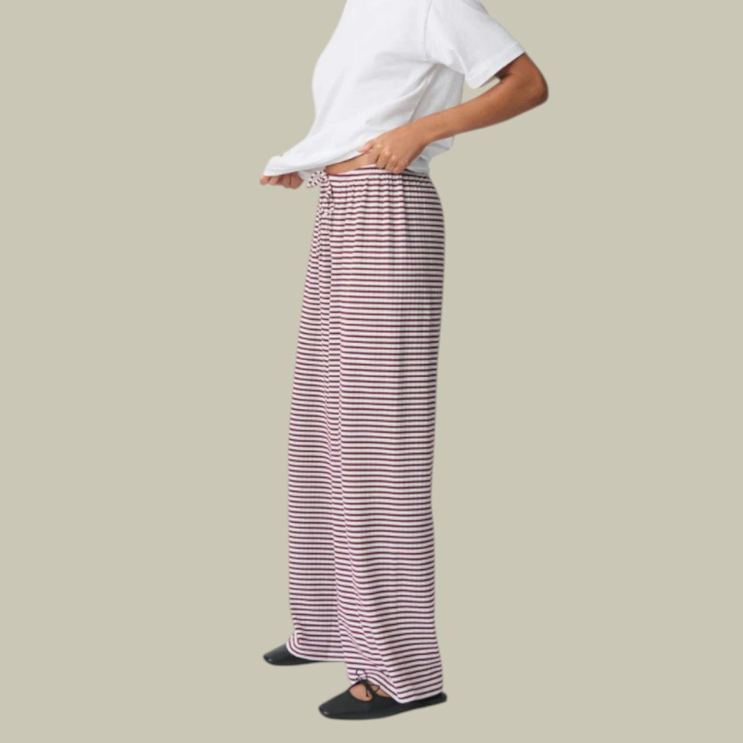 Womens Pants Striped Loose Fit