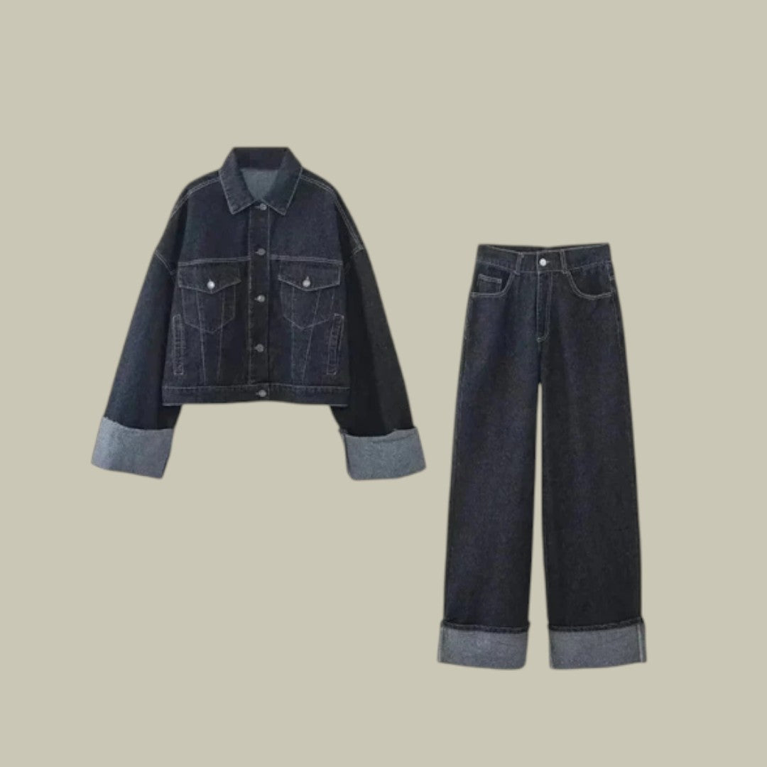 Womens Denim Set Jacket Jeans