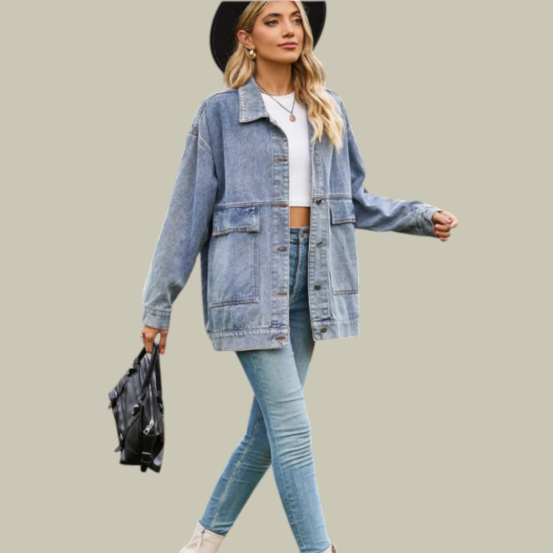 Womens Denim Jacket Oversized Autumn