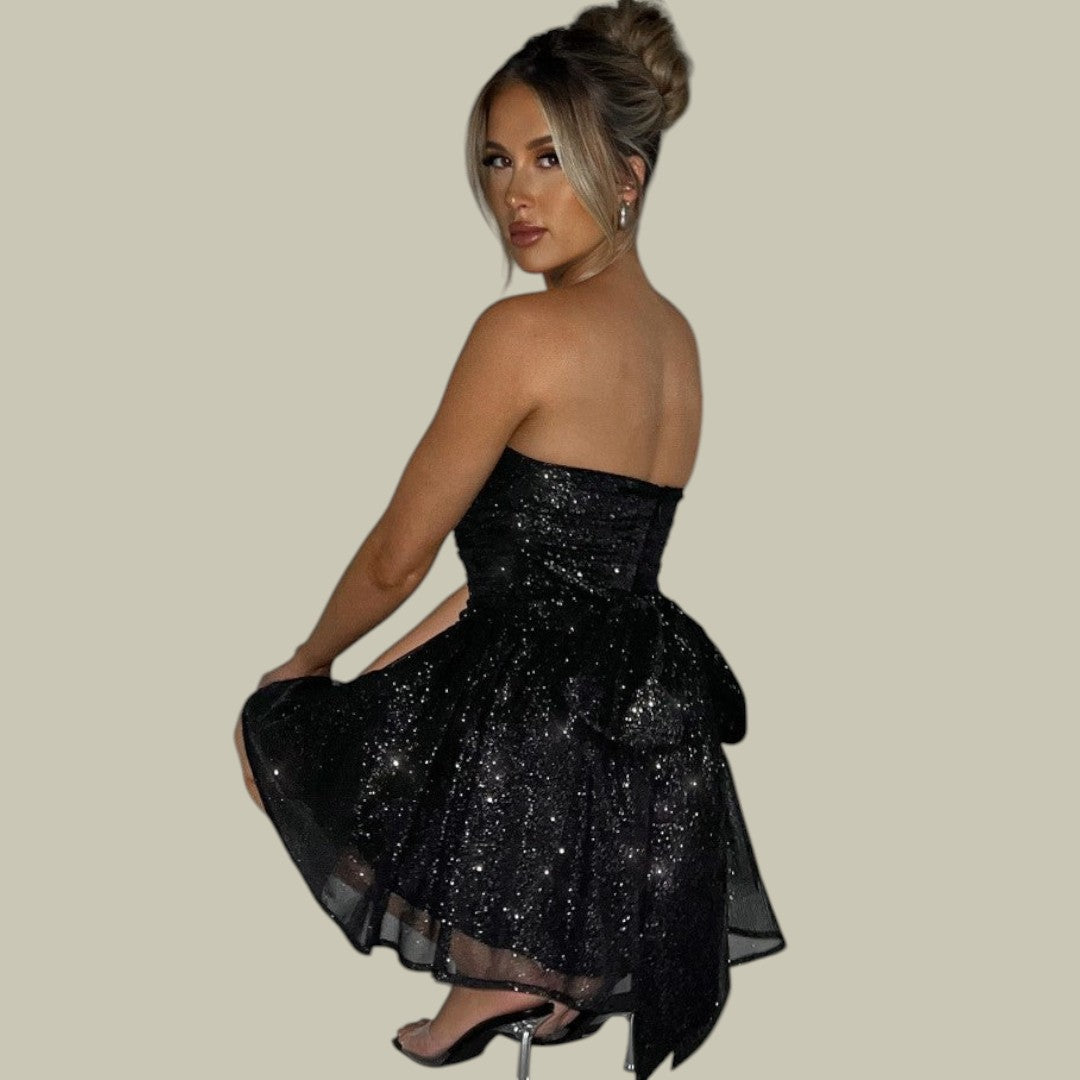 Womens Glitter Dress Strapless NYE/Christmas