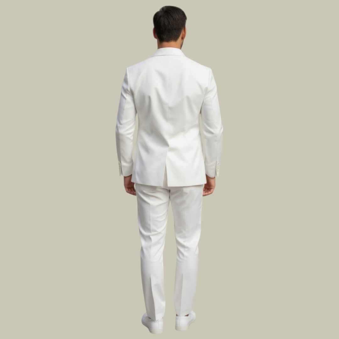 Mens Slim Fit Two-Piece Suit White