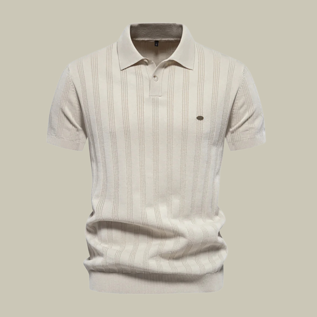 Casual Ribbed Knitted Polo Shirt