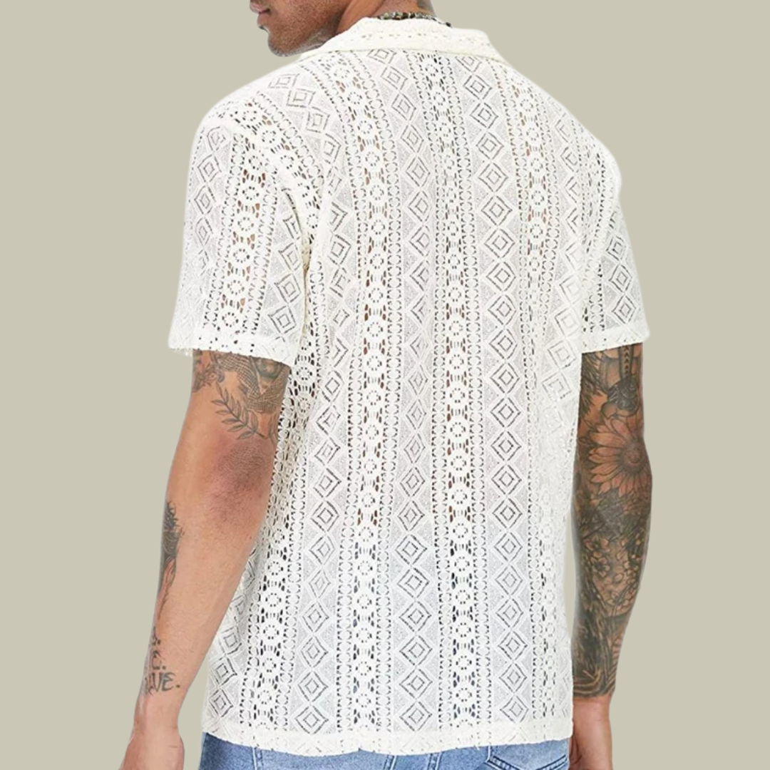 Casual Shirt With Hollow Out Lace