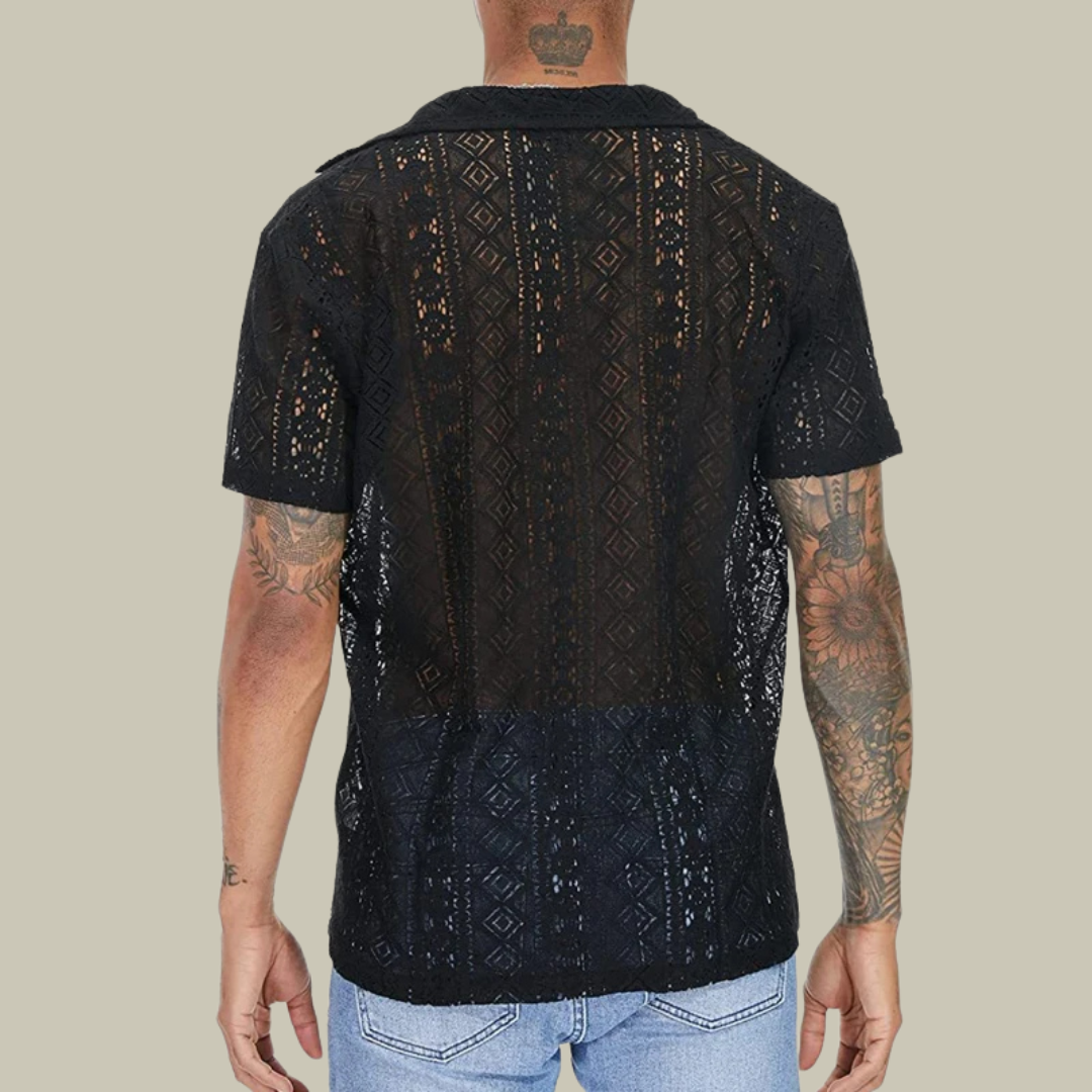 Casual Shirt With Hollow Out Lace