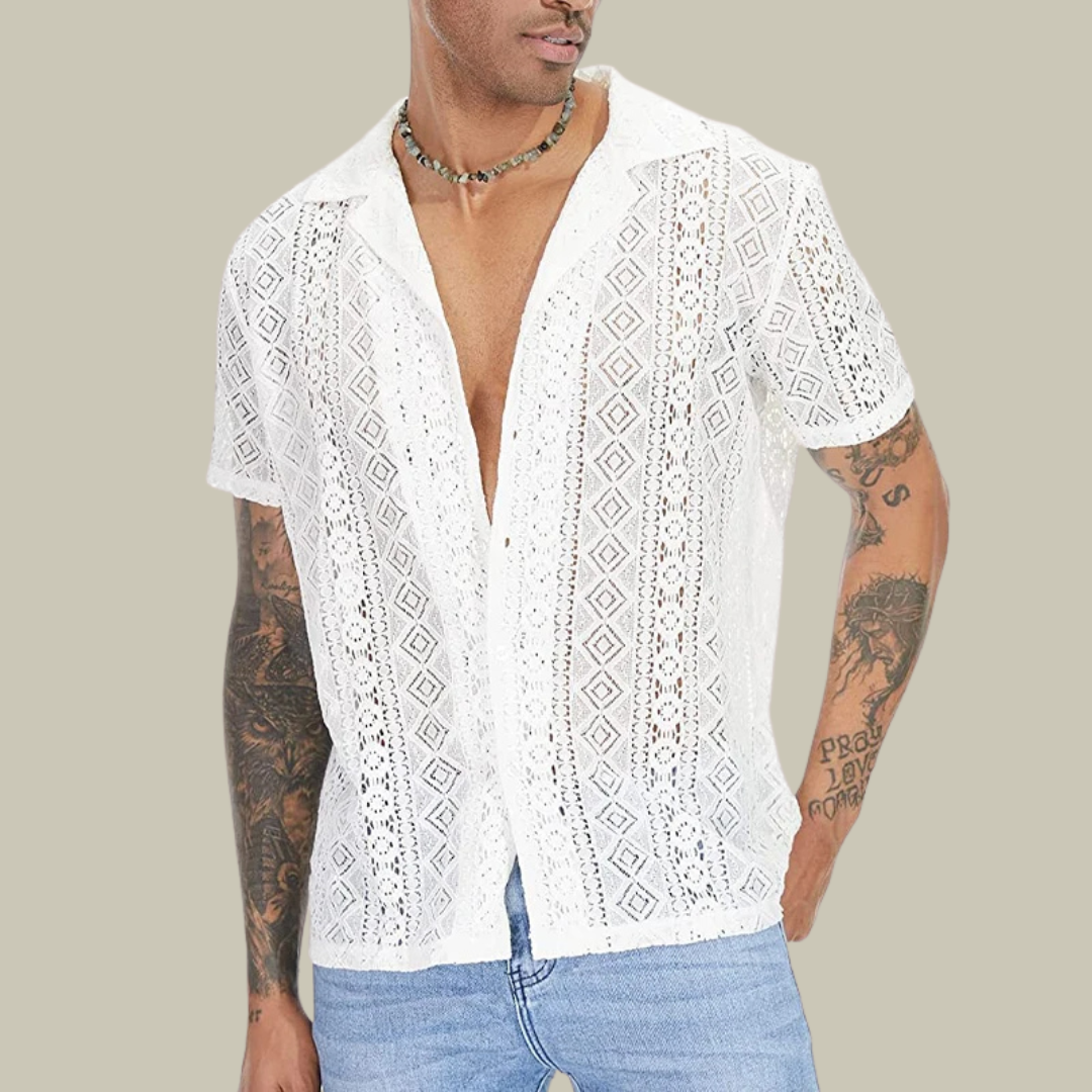 Casual Shirt With Hollow Out Lace