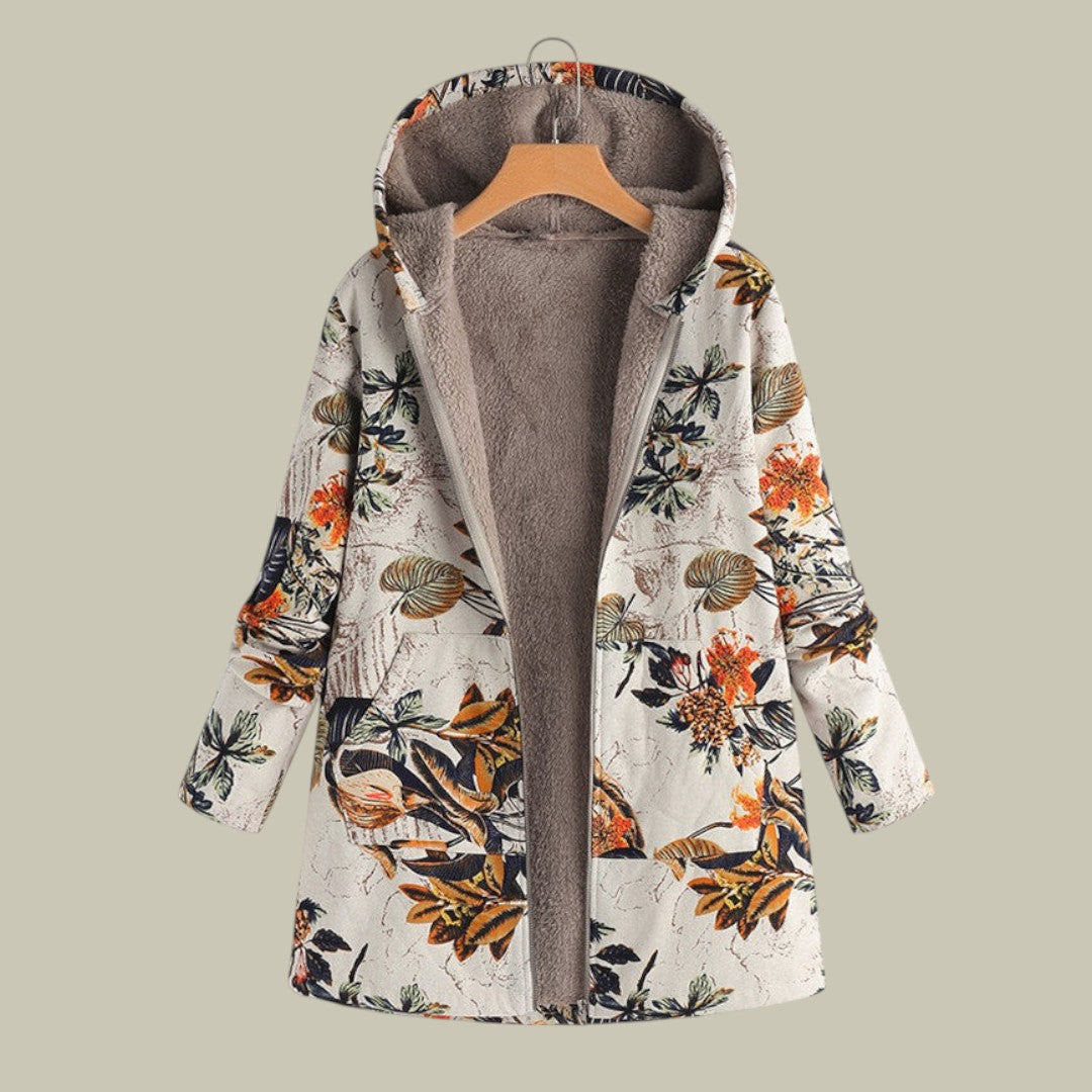 Womens Jacket Printed Long Warm