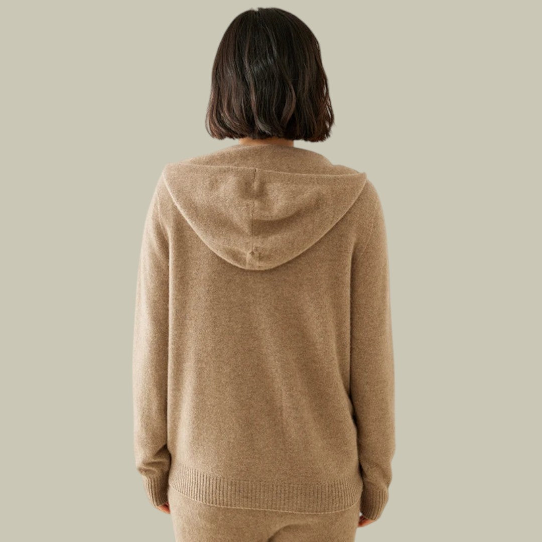 Womens Cashmere Cardigan Knitted Zip Hooded