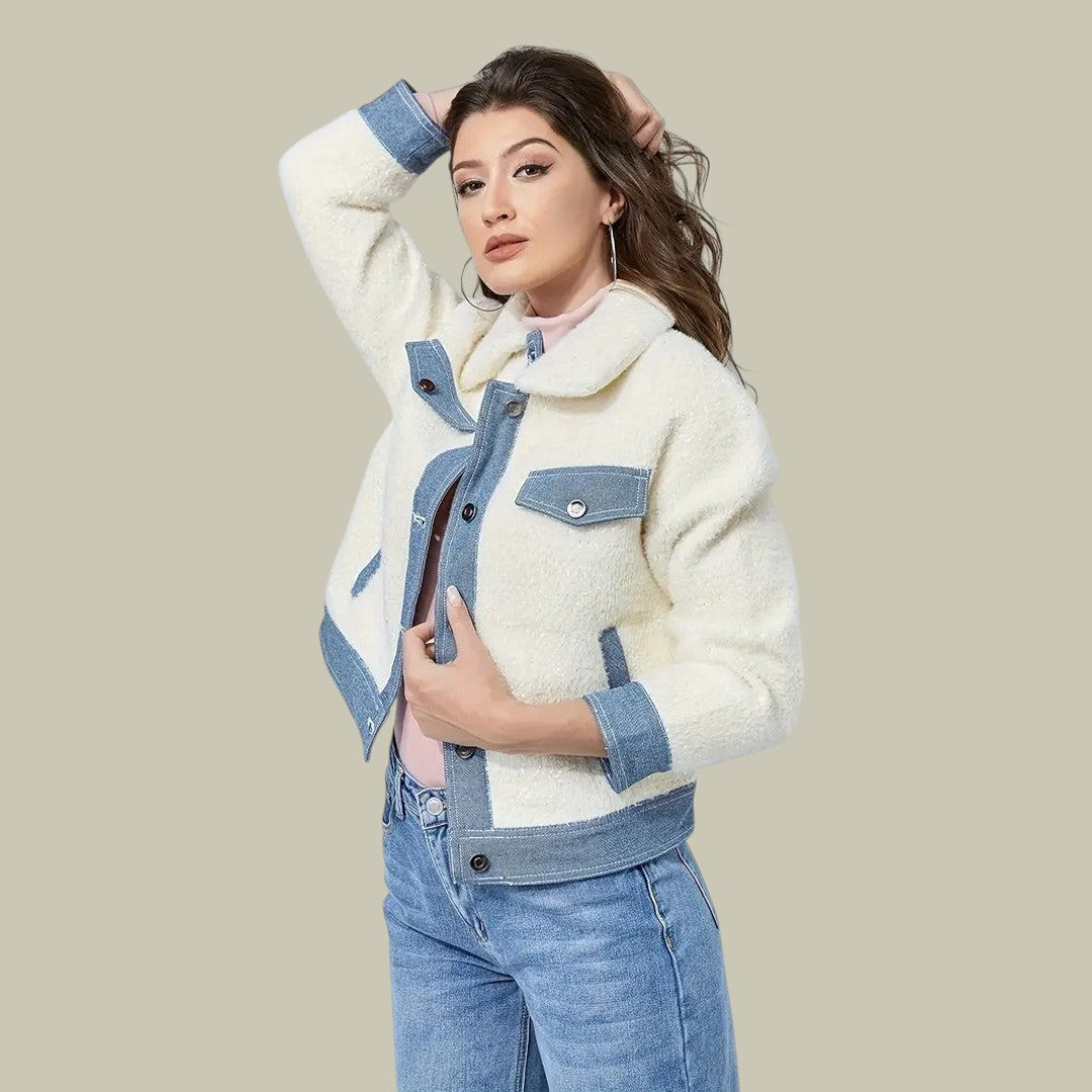 Womens Jacket Fleece Denim