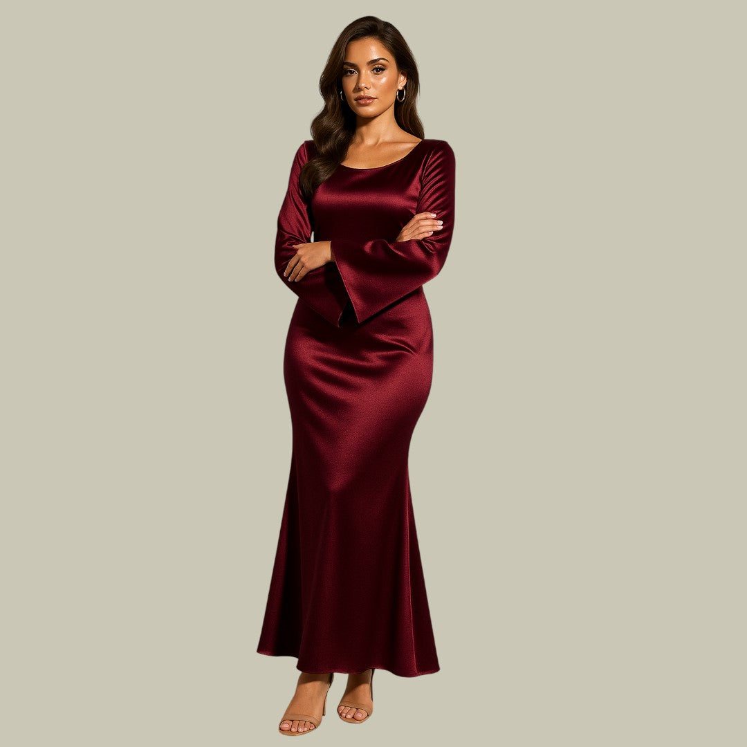 Womens Long Sleeve Evening Gown