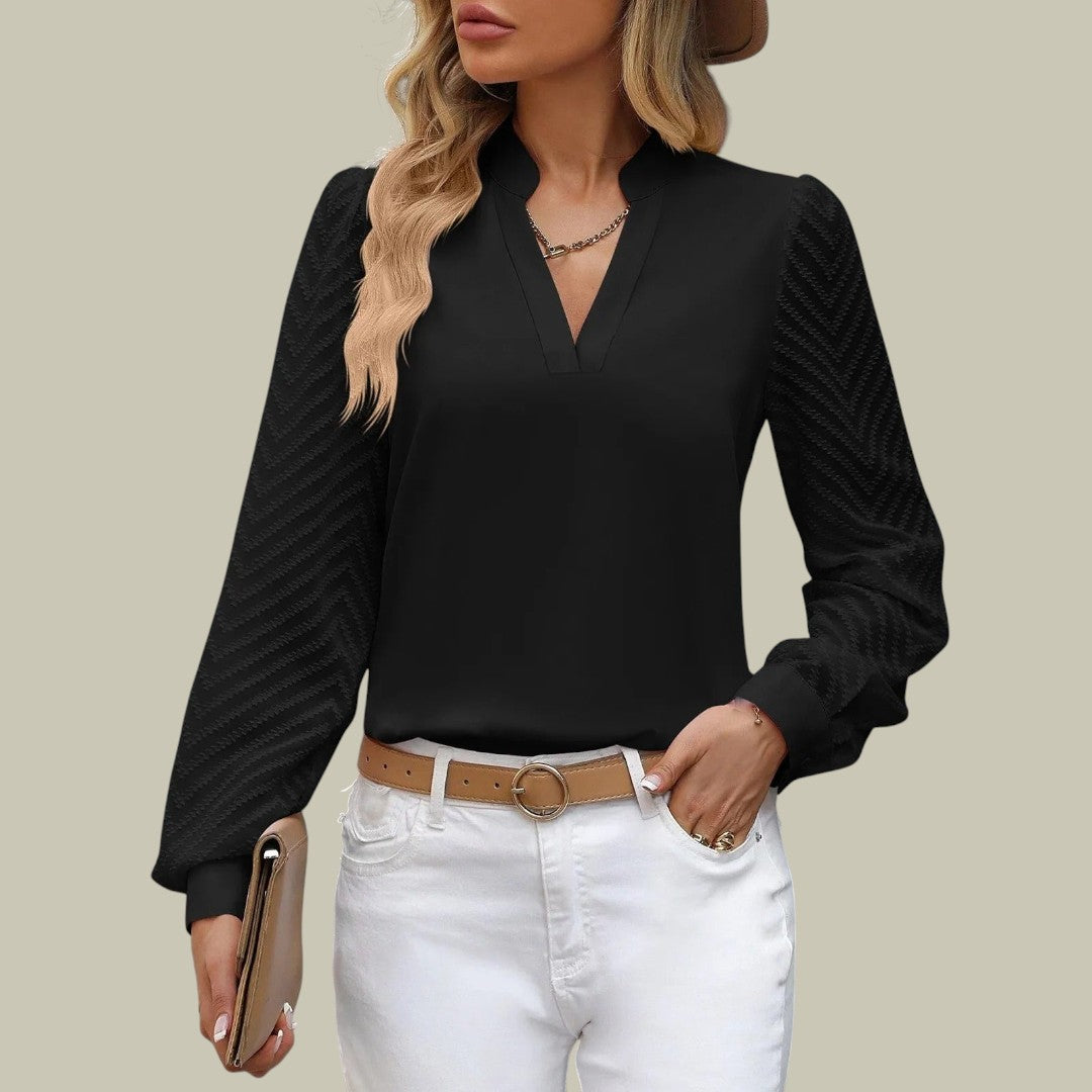 Womens Elegant V-Neck Chiffon Top