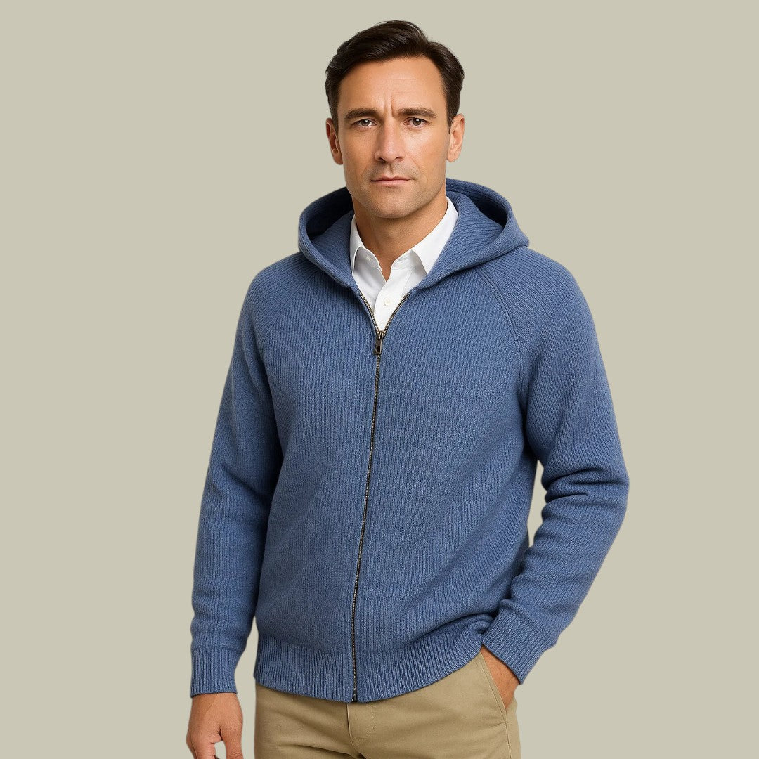 Mens Merino Cardigan Hooded