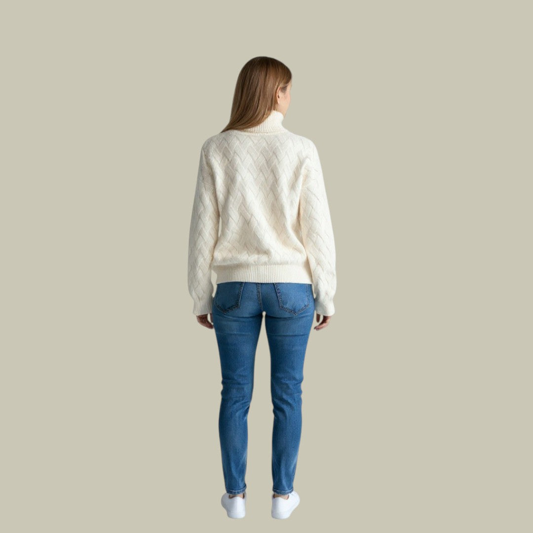 Womens Turtleneck Sweater Autumn White