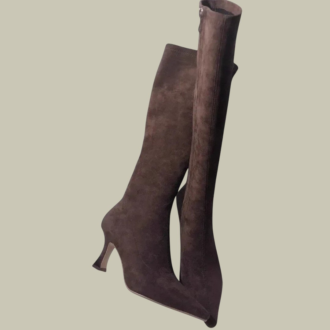 Womens Suede High Heeled Boots
