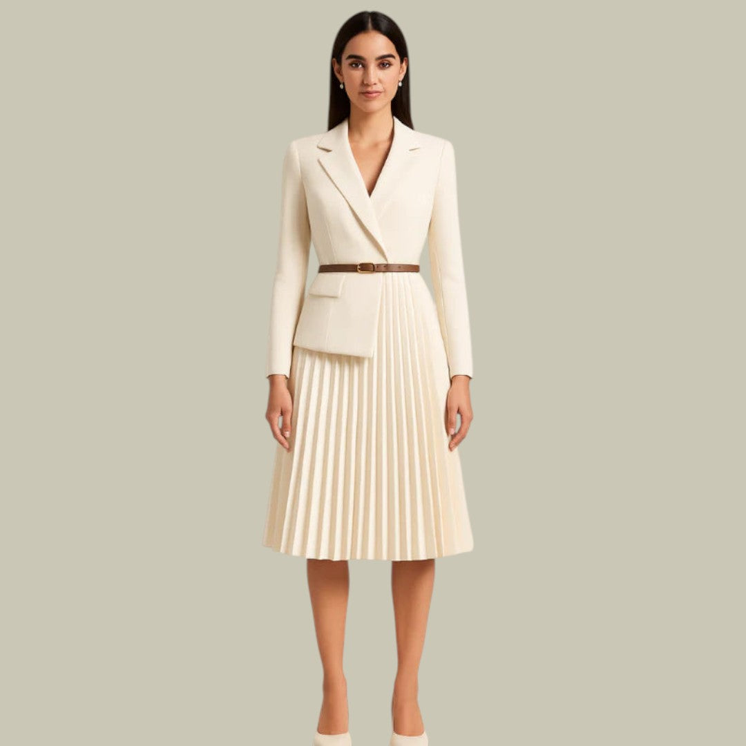 Womens Blazer Dress Pleated Formal