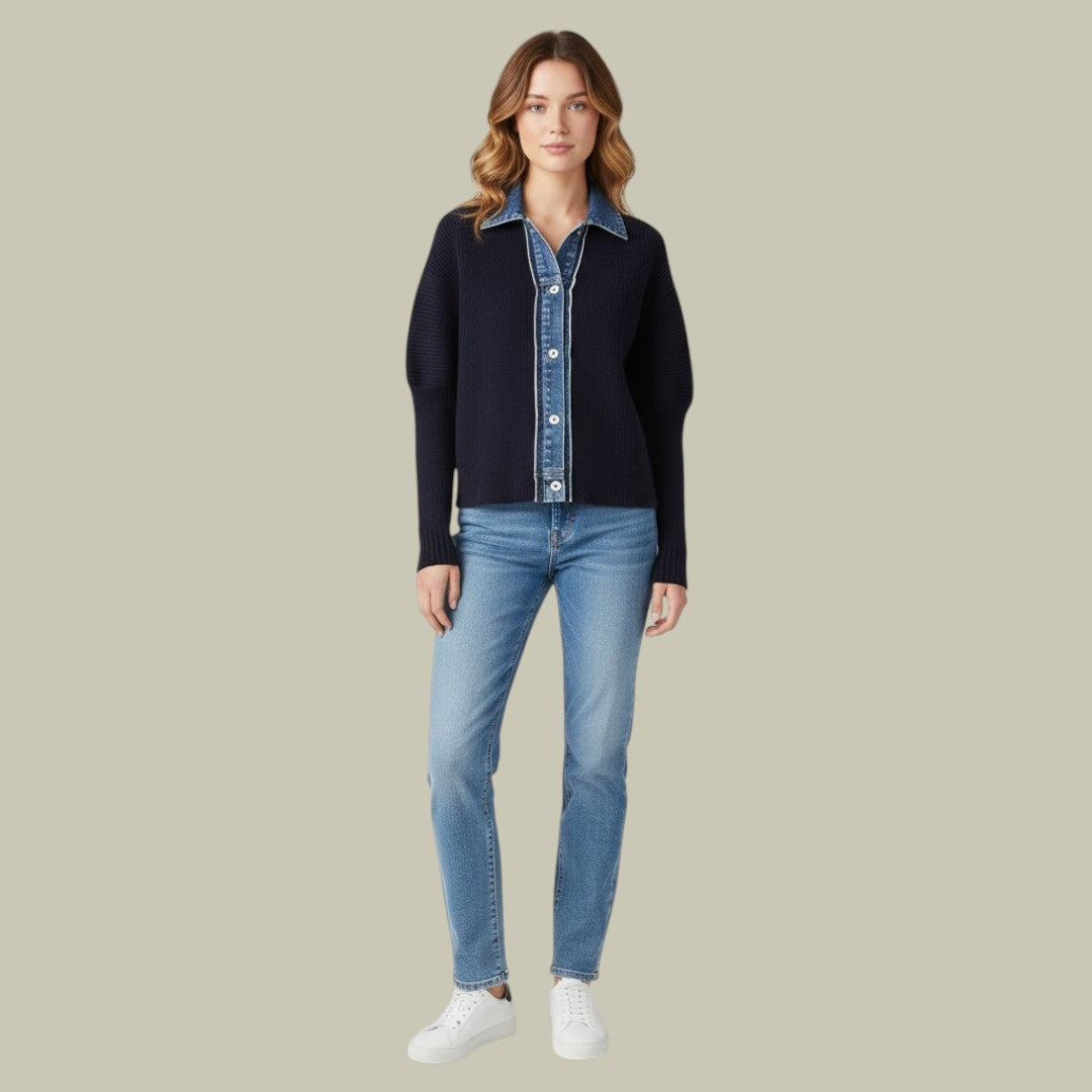 Womens Stylish Navy Knit Cardigan