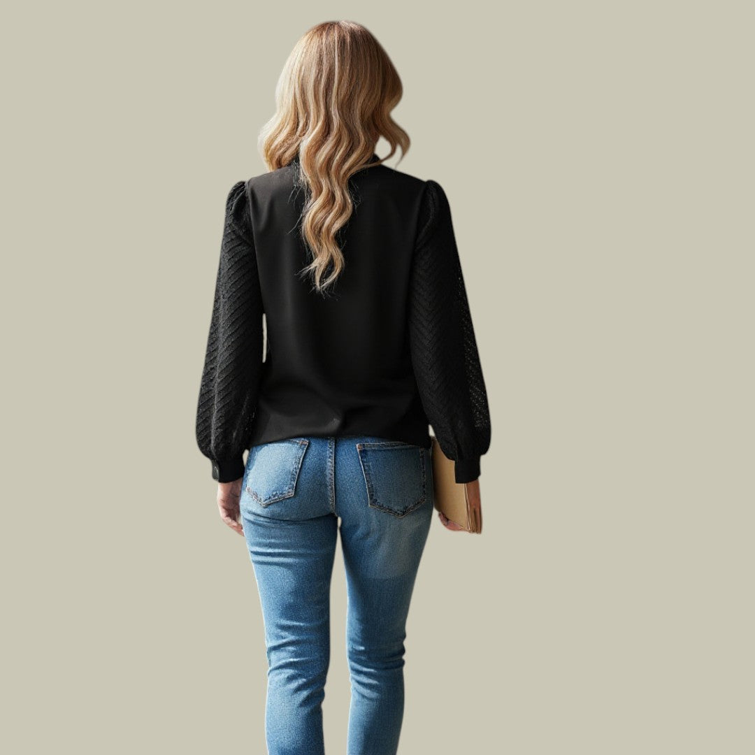 Womens Elegant V-Neck Chiffon Top