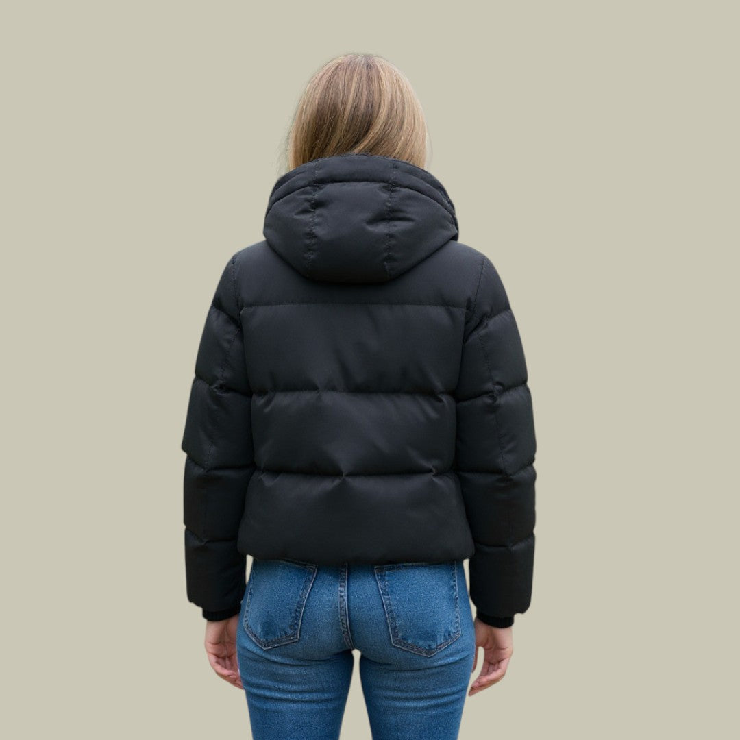 Womens Puffer Jacket Hooded Black