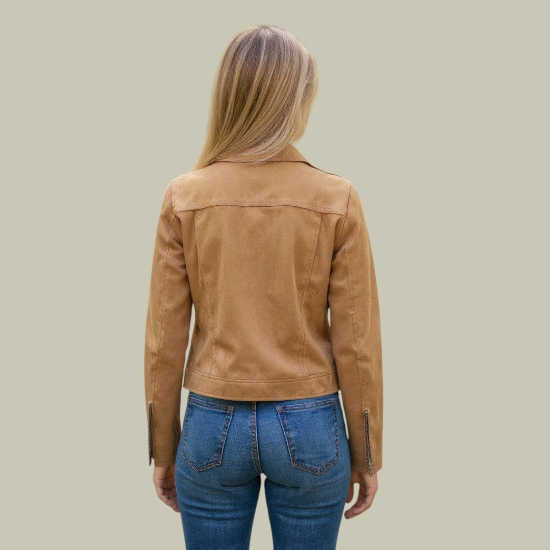 Womens Suede Jacket Short Biker