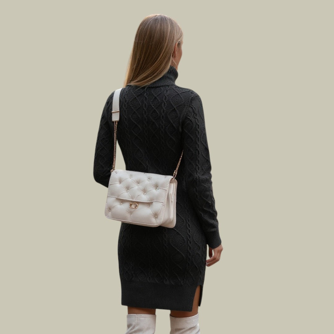 Womens Knitted Turtleneck Sweater Dress